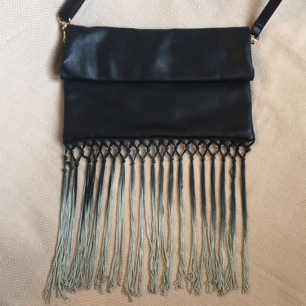 Faux Leather Ombré Fringe Crossbody